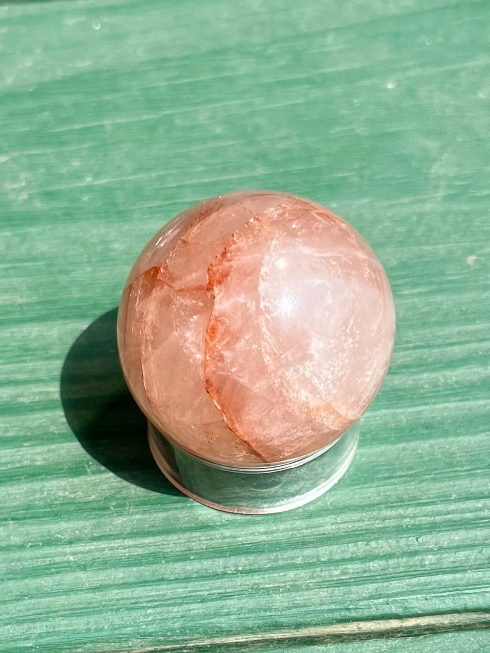 Small Fire Quartz Crystal Sphere - Pink red white Stone Display